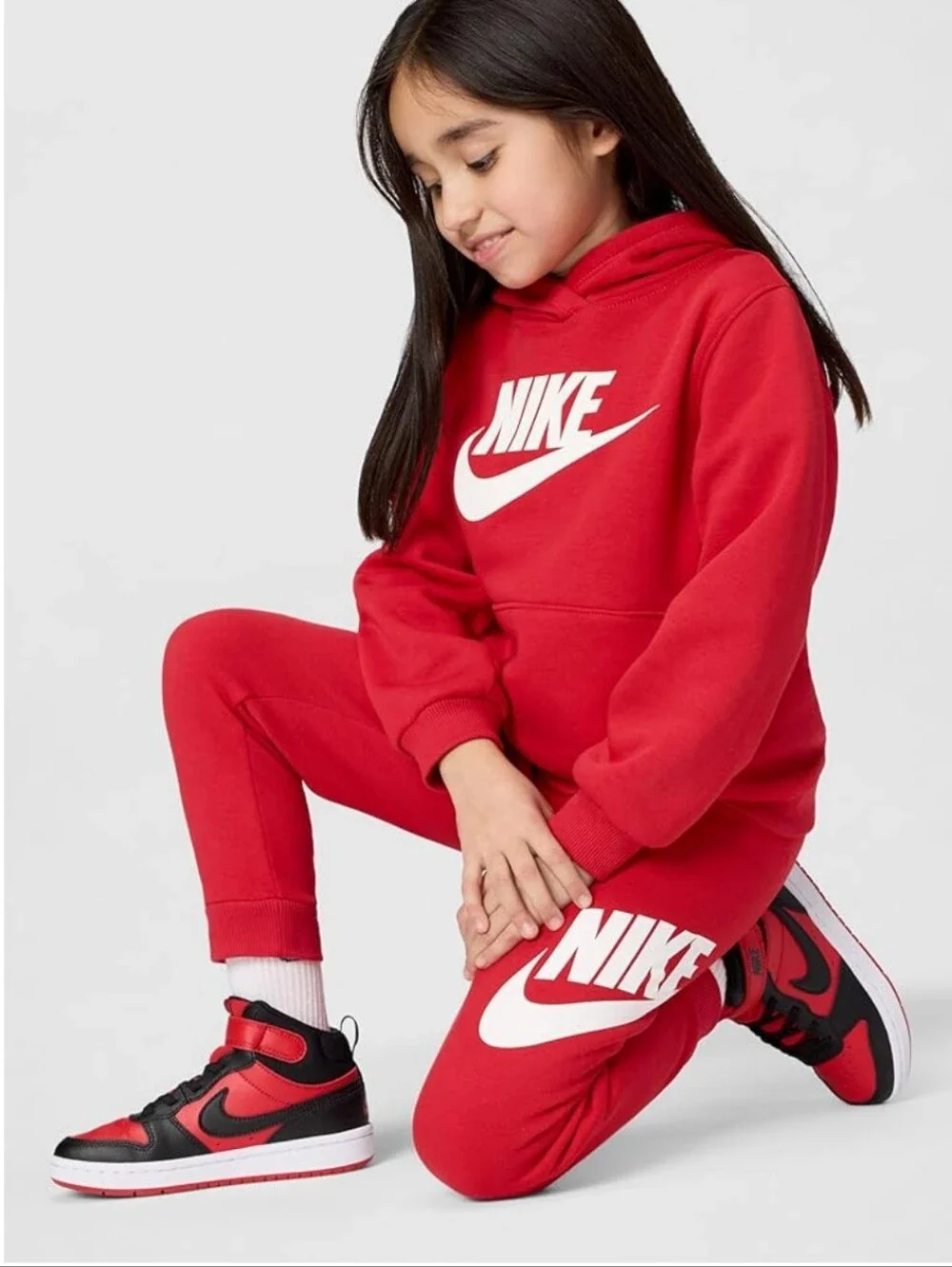 Nike Unisex Kids' Court Borough Mid 2 Shoes, University Red/Black/White, 3.5Y
